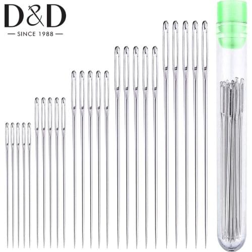 25Pcs Large Eye Stitching Sewing Needles 5 Sizes Tapestry Darning Needle in Needle Storage Tube for Quilting Knitting Craft