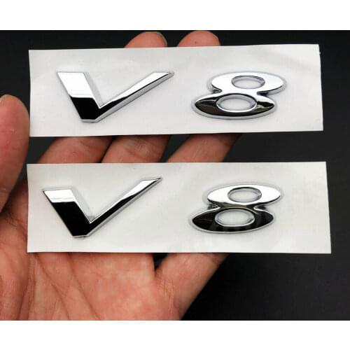 2pcs 3D V8 Car Trunk Emblem Badge Decal Sticker AWD 3.0 5.0 R S Sport Type 25t