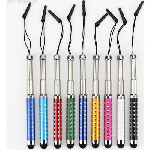300pcs/lot Crystal Retractable Capacitive Diamond Stylus Touch Screen Pen For iPhone iPad Tablet PC Huawei Samsung Xiaomi