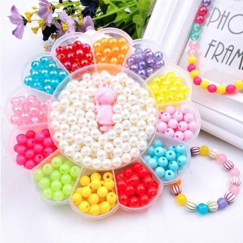 3D Handmade DIY Acrylic Beaded Set Puzzle Toy For Kids Girls Weaving Jewelry Necklace Bracelet Beads Educational Making Toys