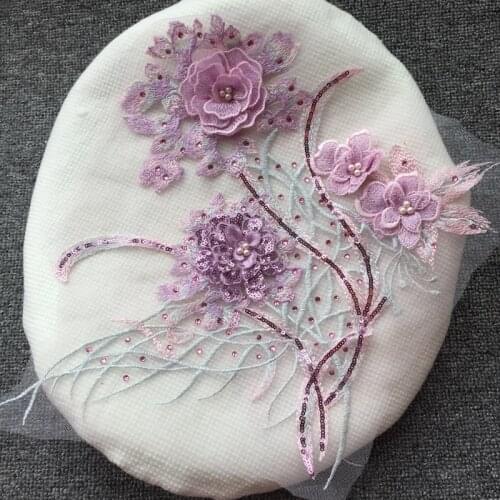 5 color 3D three-dimensional flower beaded lace flower stone DIY wedding dress stage makeup scarf patch flower