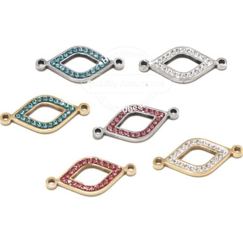 5pcs Stainless Steel 15mm Gold Clear Crystal Lip Charms Connectors for Bracelet Jewelry Making Pendant Links Findings