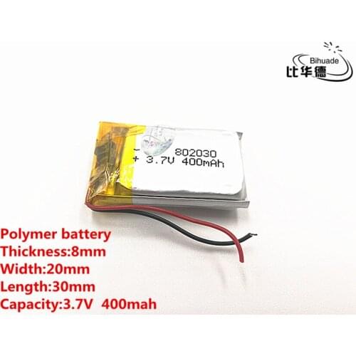 5pcs/lot Good Qulity 3.7V,400mAH,802030 Polymer lithium ion / Li-ion battery for TOY,POWER BANK,GPS