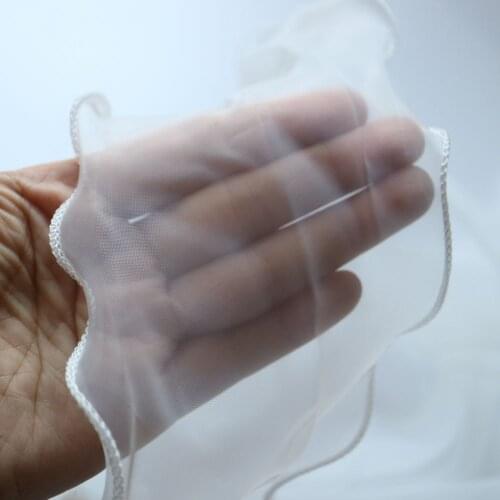 9cm*5yard Wide organza lace trims Wave Ruffle trims and ribbons for wedding dress accessories Pearl beaded trimming