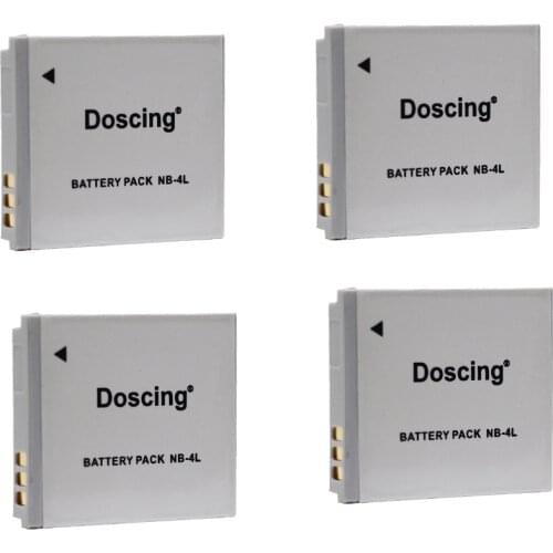 4Pcs 1000mAh NB-4L NB4L NB 4L Battery for Canon IXUS 30 40 50 55 60 65 80 100 I20 For Canon PowerShot SD1000 1100 Camera Battery