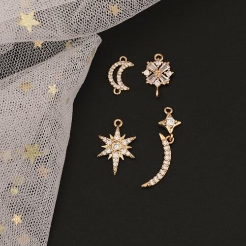 HAOSAW 6Pcs Jewelry Accessories/Star Shapes/DIY Charms/Connector/CZ Pendants For Earrings/Hand Made/Jewelry Findings Components