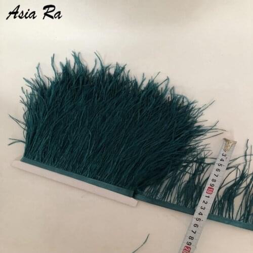 Asia Ra 10meter 13-15cm ostrich feather trims natural&real ostrich feather For Crafts ribbon fringe for skirt Wedding decorate