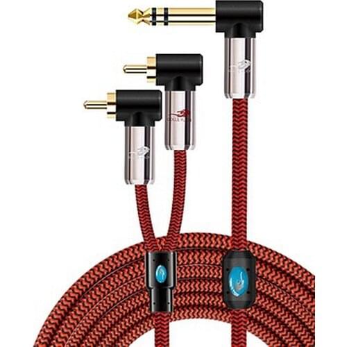 TRS 1/4" Stereo 6.35mm to 2x RCA Male Audio Cable For Speaker Amplifer Audio Sound Splitter Y-Cable Cord 1m 2m 3m 5m