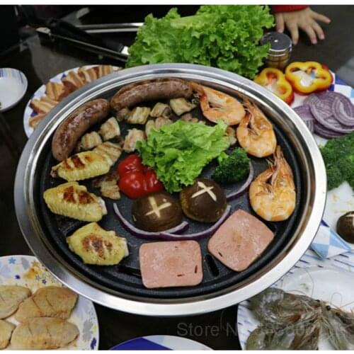Smokeless BBQ Home Charcoal Round Small Grill Outdoor Korean Grill Gasoline Commercial Grill Charcoal