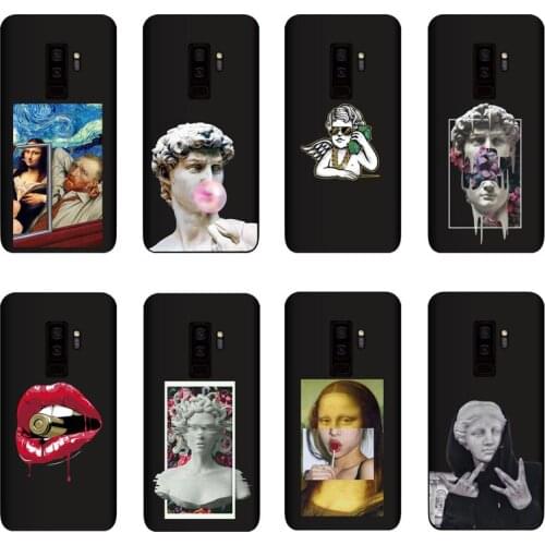 QAQsam Silicone For Samsung Galaxy S9 Plus G965 Case Cartoon Statue Abstract Art Painted Soft TPU Back Cover Capa Fundas Cases
