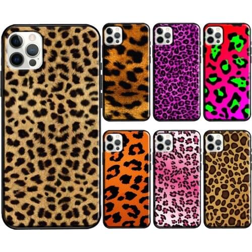 Neon Leopard Pattern Print Case For iPhone X XR XS Max 7 8 Plus SE 2020 12 Mini 11 Pro Max Soft Phone Cover Coque