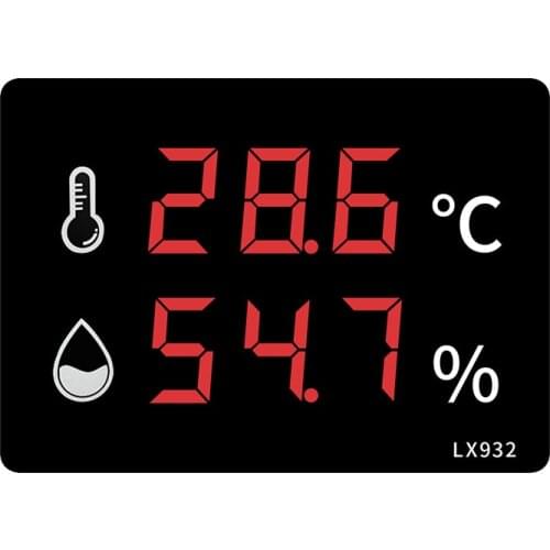 Digital Thermometer Temperature Meter LED Large Screen Display Electronic Clock Hygrometer Outdoor