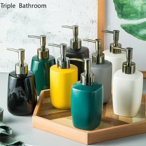 Retro Bathroom Shampoo Bottle Ceramics Accessories Toilet Shower Gel Shampoo Dispensing Bottle Wristband Hand Dispenser