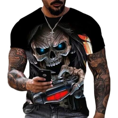 Mens Womens 3D Printed Skull T-Shirts Short-Sleeved Casual Oversize Summer Fashion T-Shirt Sports Pullover Summer Top T-Shirt