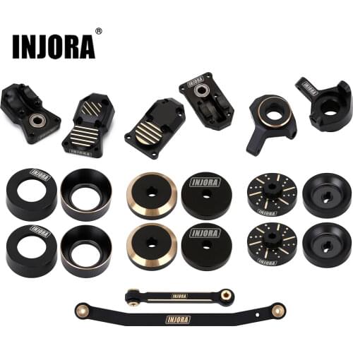 INJORA Heavy Black Coating Brass Counterweight Steering Knuckles Wheel Hex For 1/24 RC Crawler Car Axial SCX24 Upgrade Parts