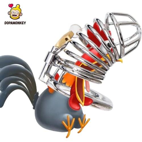 Cock Cage Penis Ring Cock Lock stainless steel Male chastity lock Erotic toys for couples Prevent male derailment lock SM games