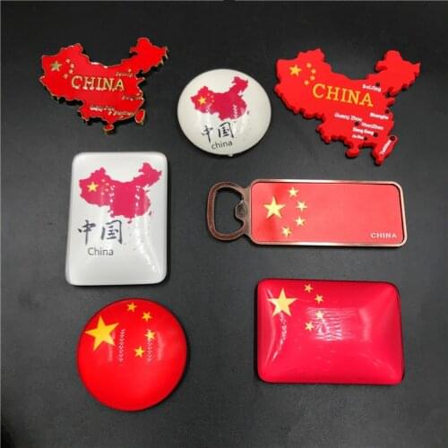 Fridge Magnet Decoration Metal & Crystal Glass the Map of China Chinese Flag 3D Refrigerator Magnets Sticker Home Decor Souvenir