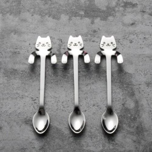 MICCK Stainless Steel Coffee Spoon Cute Cat Bear Tea Coffee Scoop Barista Tools For Kitchen Decoration Accessories Tool Teaspoon