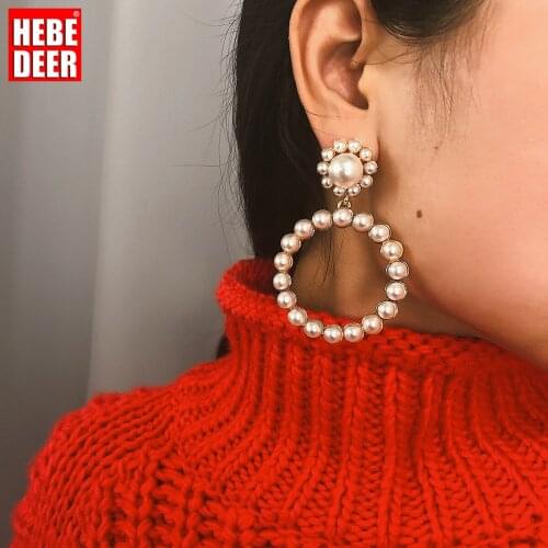 HebeDeer Trendy Earrings Women Geometric Exaggerated Circle Piercing Simple Temperament Elegant Pendant Jewelry Earrings Arete