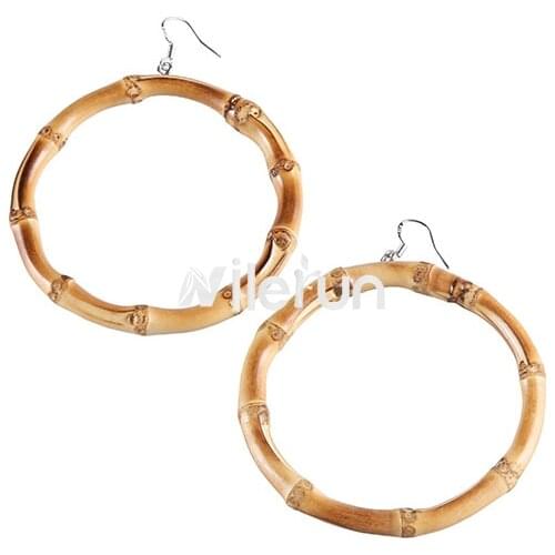 Fashion jewelry jewellery jewel accessories wood rattan straw round circle ring bamboo root hoop earrings