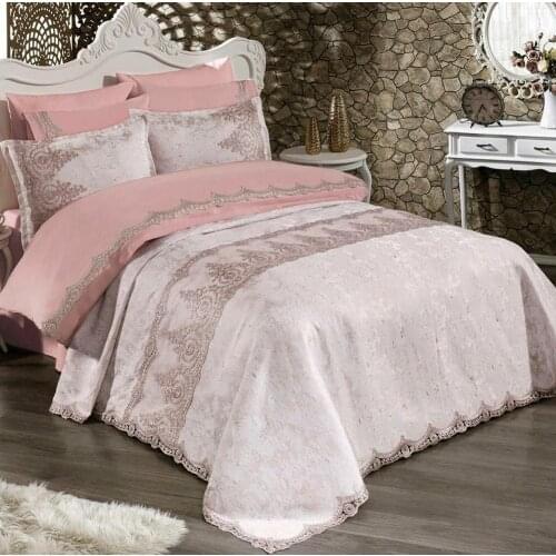 Montana 6 piece high quality bedding set duvet cover set pink white brown bedding set bedclothes pillowcase cushion cover