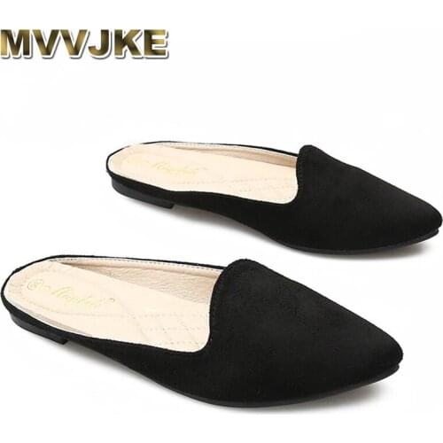 MVVJKE Mules Half Shoes For Ladies Pointed Toe Flats Comfortable Womens Shoes Luxury Shoes Women Designers Zapatos Casuales De