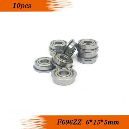 10pcs F696ZZ 6*15*5mm ABEC-1 F696 DDRF-1560ZZ RF-1560ZZ deep groove ball bearing 6*15*17*5*1.2mm miniature bearing with flange