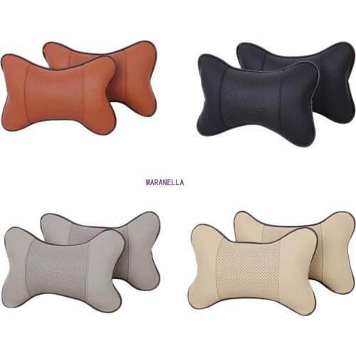2Pcs/Set Car Headrest Neck Pillows Leather Breathable Mesh Auto Universal Cushion Pillow Quality NEW Accessories Multifunction