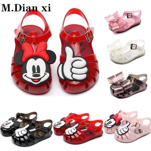 Girls Sandals Mini Shoes New Summer Princess Style Soft Jelly Shoes Girls Anti-skid Beach Sandals Childrens Flat-soled Sandals
