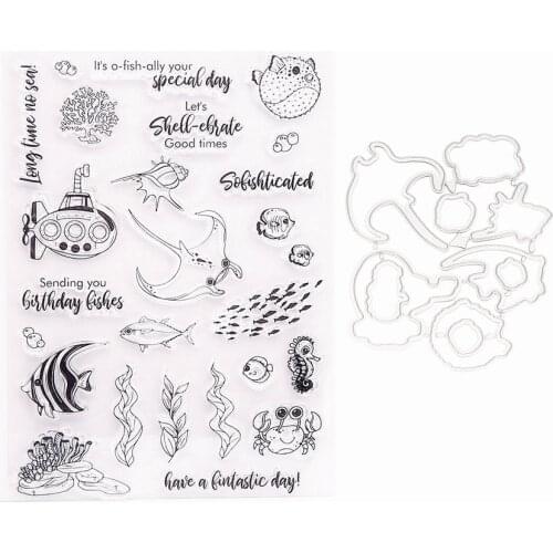 Hot Sale Sea Creatures Transparent Clear Stamps / Silicone Seals Roller Stamp For DIY Scrapbooking Photo Album/Card Making