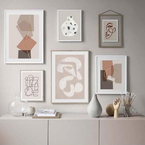 Modern Abstract Line Graffiti Art Poster Gallery Burnt Orange Canvas Painting Print Wall Picture Living Room Home Decoration