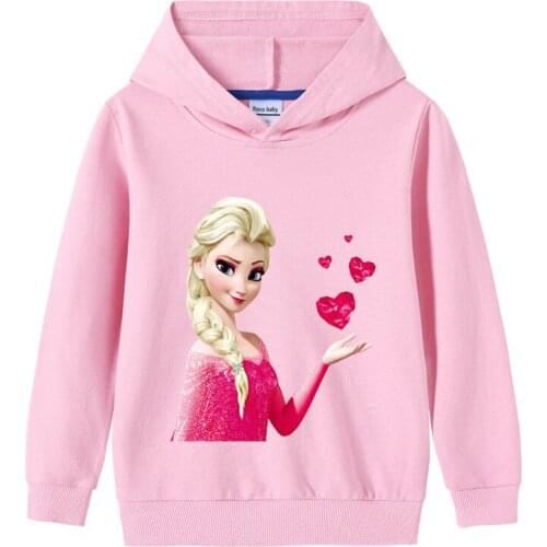Disney Frozen Hooded Sweater for Girl Cartoon Elsa Hooded Sweatshirts Pullover Jacket Children Autumn Winter Clothes for Kid