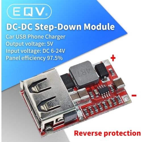6-24V 24V 12V to 5V USB Step Down Module DC-DC Converter Phone Charger Car Power Supply Module Efficiency 97.5% Buck Module
