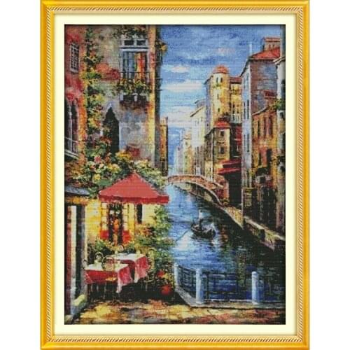 Everlasting Love Christmas Venetian Scene Ecological Cotton Chinese Cross Stitch Kits Counted Stamped 11CT 14CT Sales Promotion