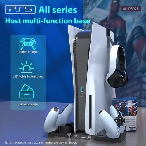 Charging Base for PS5 Host Multi function Game Disc Storage Tray Handle Base Charger Bracket with Hook