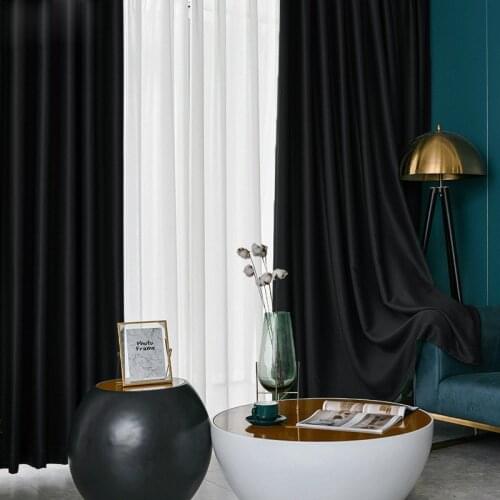 Blackout Curtains for Living Room Bedroom Black Color High Shading Window Curtain for the Kitchen Treatment Blind Drapes