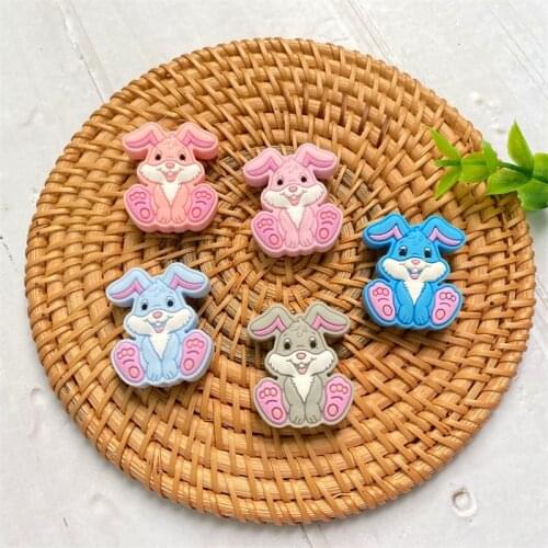 10pcs Mini Cartoon Rabbit Silicone Beads BPA Free Baby Teething Nurse Accessories Baby Toys Food Grade Beads Baby Goods