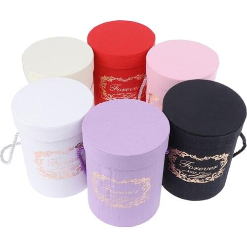 165*120mm Round Flower Paper Boxes Lid Hug Bucket Florist Gift Packaging Box Gift Candy Bar Boxes Party Wedding Supply