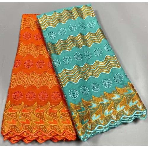 2.5+2.5yards African Swiss Lace Fabric Dubai Fabric Swiss Voile Lace In Switzerland Nigerian 100%Cotton Embroidery Dry Lace
