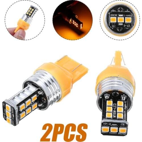 2pcs 600Lm 50W 7443 7440 LED Yellow Turn Signal Light Day-time Running Lamp Parking High Power Bulbs Repair Accessories Parts