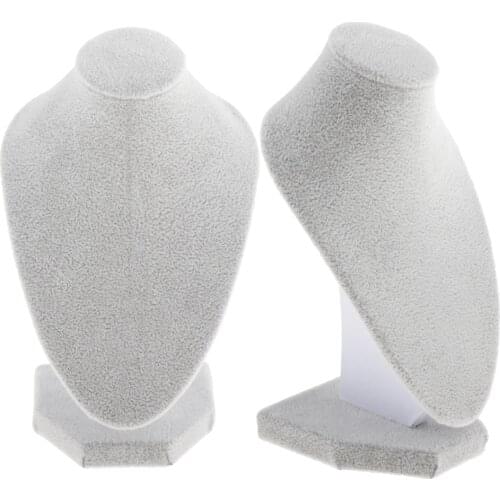 2Pcs White Velvet Necklace Bust Display Organizer Shop Jewelry Figure Stand