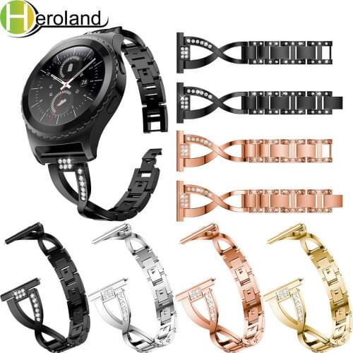 20mm Wrist Band Rhineston bracelet For Samsung Gear S2 Classic smart watch Band for Samsung Gear sport s2 Alloy steel watchStrap