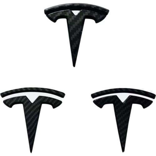 3pcs Matte Black for Tesla Model 3 Y S X Auto Logos Steering Wheel Patch Decoration Modified Accessories Tail Box Logo
