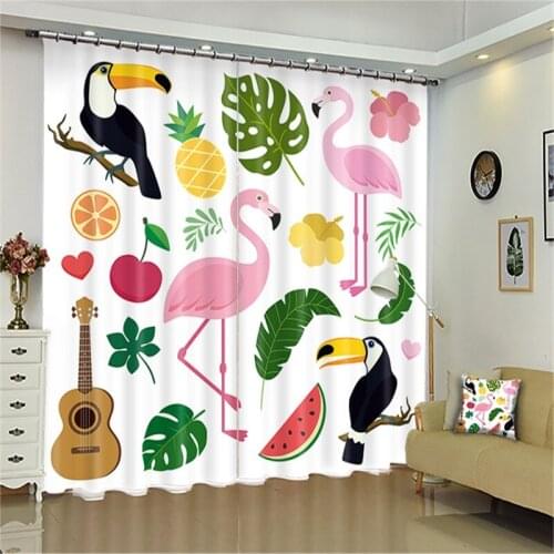 3D Blackout Curtains Office Childrens bedroom Nordic Flamingo Digital Printing 3D Curtain Light Photo Print Curtain