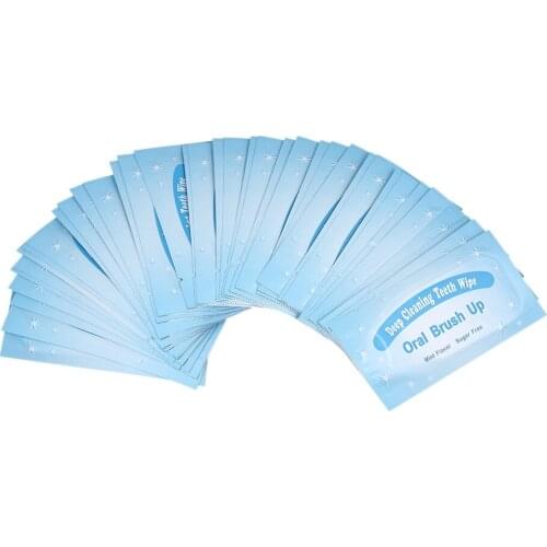 50pcs Dental lab Oral Hygiene Finger Teeth Wipes Teeth Brush Ups Wipes Dental Deep Cleaning for Teeth Care