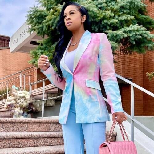 Long Sleeve Dashiki African Blazer For Women Casual Slim Jackets Office Lady Suit Jacket OL Lapel Coat Cardigan Formal Blazers