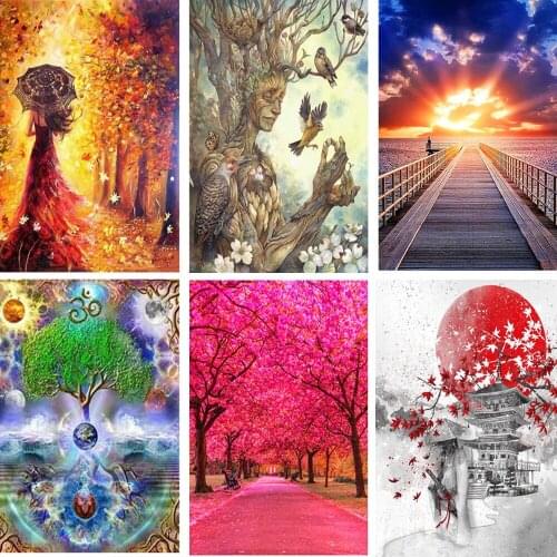 5d Diy Diamant Schilderen Landschap Ronde Vierkante Borduurwerk Diamant Schilderen Mozaïek Art Kruissteek Woondecoratie