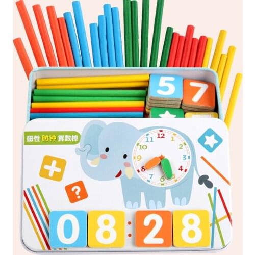 Arithmetic Stick Mathematics Learning Stick Educational Kids Puzzles Toy with Metal box