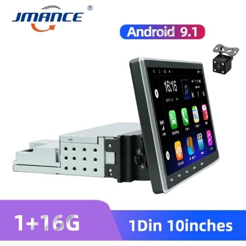 JMANCE Wifi Autoradio 1Din Car Radio 10" Android 9.1 Car Multimedia Player GPS Bluetooth FM Mirrorlink Tape Recorder With Camera