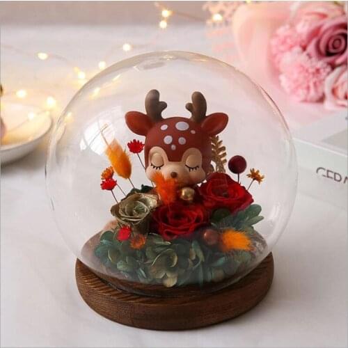 Free Shipping Diameter=18cm Big Size Antique Base Round Glass Dome Vase Home Decoration Creative Cover DIY Wedding Friend Gift